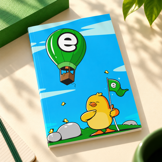 Ente notebook in sunlight with green scenery